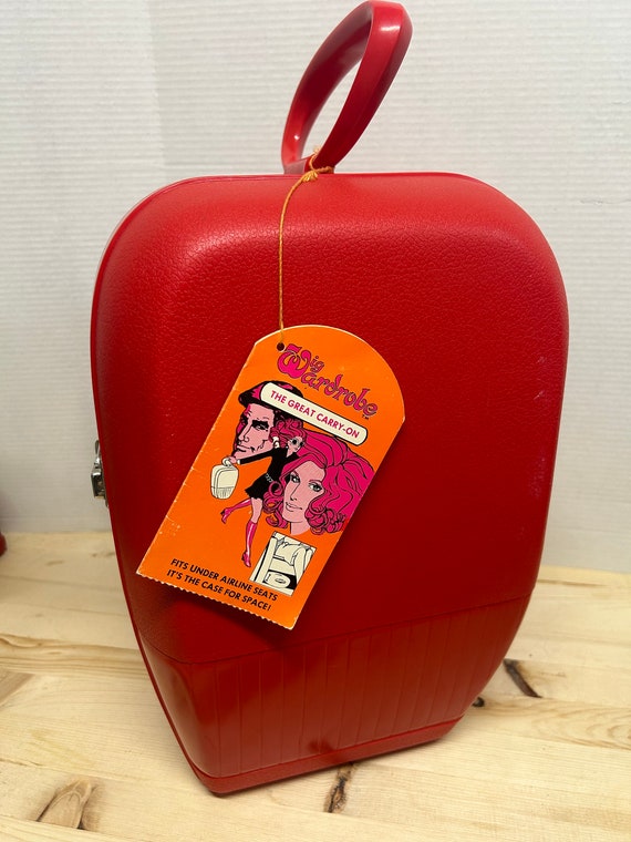 Vintage Red Hard Plastic Wig Luggage Carry on Box With Original Tag MCM Etsy
