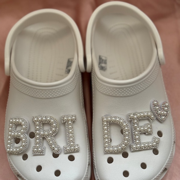 Encanto único de BRIDE, WIFEY y Heart Pearl Croc, Croc Jibbitz - Boda - Gallina - Luna de miel - Hecho a mano