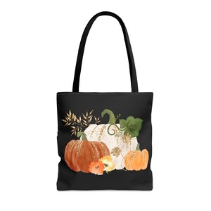 Fall Pumpkins Canvas Tote Bag, Halloween Tote, Fall Tote, Trick or Treat Bag, Spooky Season Tote, Witchy Tote Bag, Thanksgiving Tote