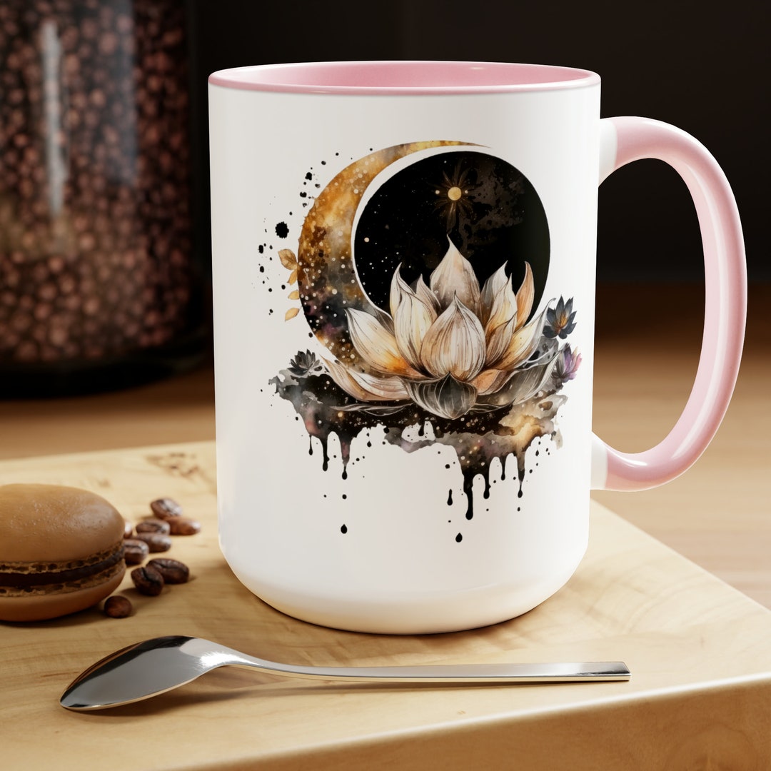 Celestial Lotus Moon Coffee Mug, Boho Celestial Coffee Mug, Gift for ...