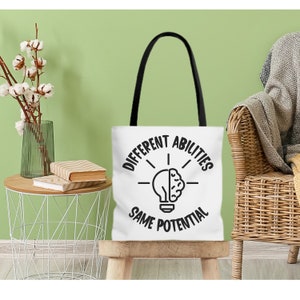 Different Abilities Same Potential Tote Bag, Special Education Teacher Bag, Sped Teacher Tote, Inclusion Tote Bag,  Neurodiversity,  Iep