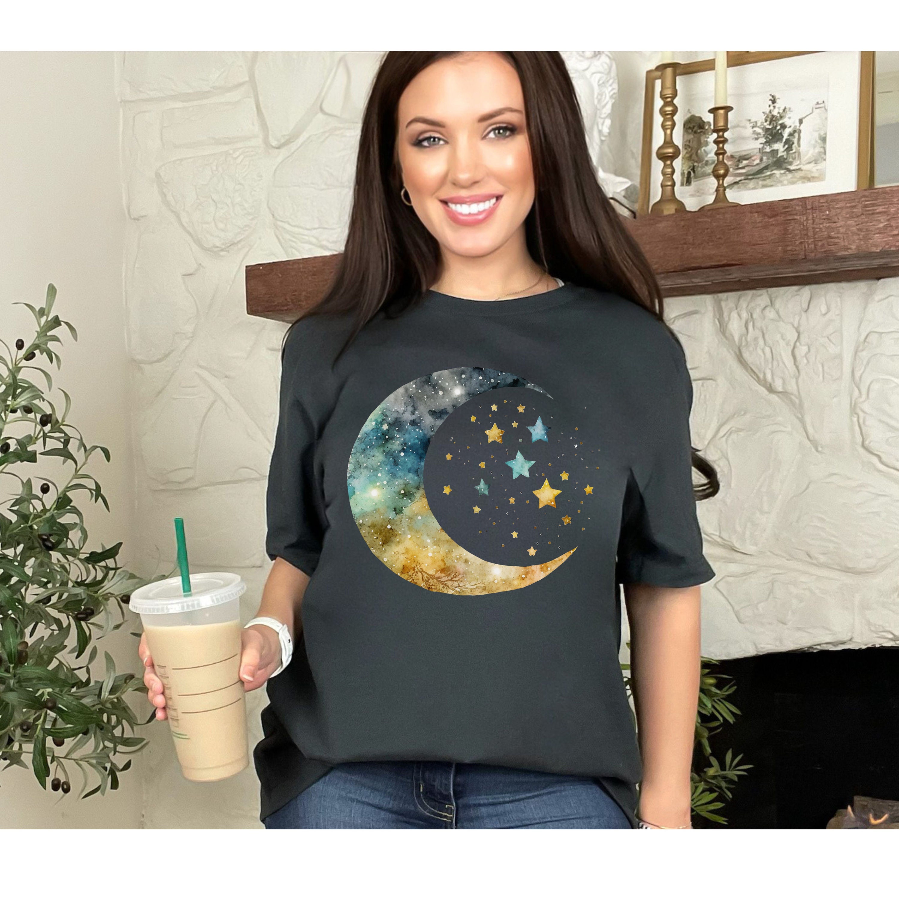 Celestial Moon & Stars T-shirt, Boho Celestial Shirt, Gift for Her ...