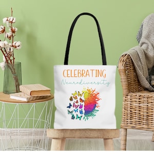Celebrating Neurodiversity Canvas Tote Bag, Inclusion Tote, SPED Teacher Tote Bag, Autism Awareness Tote, Gift for Teacher, IEP Bag