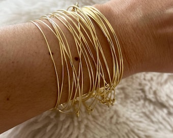 Set di 7 bracciali settimanali placcati in oro 18 carati, senza nichel | Braccialetti impilabili | Bracciale da donna per pelli sensibili | S M L XL