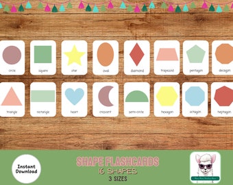 Shape Flashcards for Kids, Montessori cards, preschool curriculum, printable flashcards, toddler learning, education cards