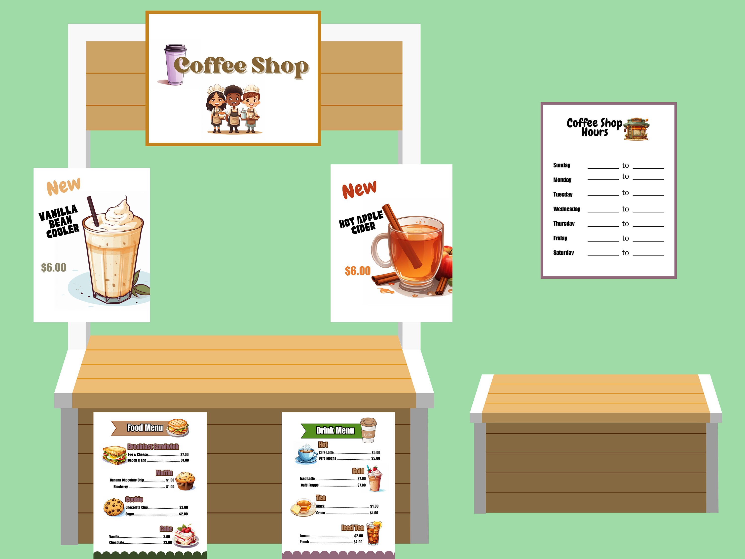 Coffee Shop Pretend Play Printable for Kids, Dramatic Play, Preschool ...