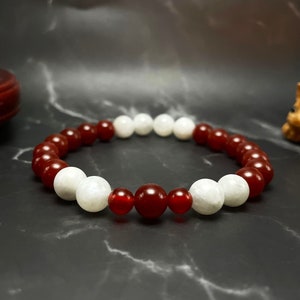 Canadian Handmade Flag Color Gemstone Beaded Bracelet, Men&#39;s and Women&#39;s