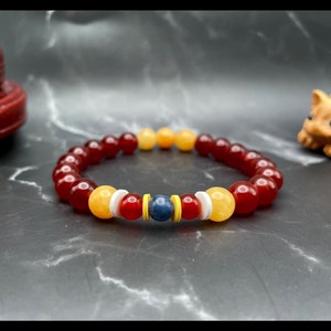Spanish Handmade Flag Color Gemstone Beaded Bracelet, Men&#39;s and Women&#39;s