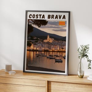 Costa Brava Poster, Catalonia Travel Print, Spanish Coastal Village Wall Art, Mediterranean Sunset