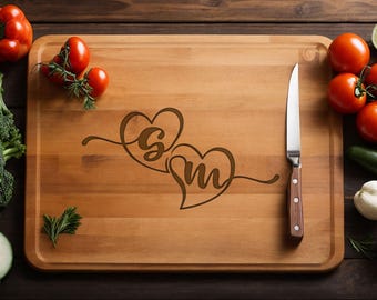 Personalized Couple Cutting Board, Monogram Bamboo Board, New Home Gift, Engagement or Bridal Shower Gift