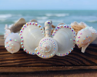 Rare Albino Seashell Crystal Crown. Adjustable Mermaid Shell Crown. Custom seashell tiara. Custom seashell headpiece.