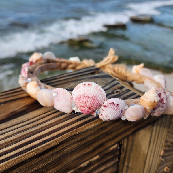 One of a kind Seashell Mermaid Crown. Adjustable shell headband for women and girls. Seashell tiara. Seashell headpiece for Summer.