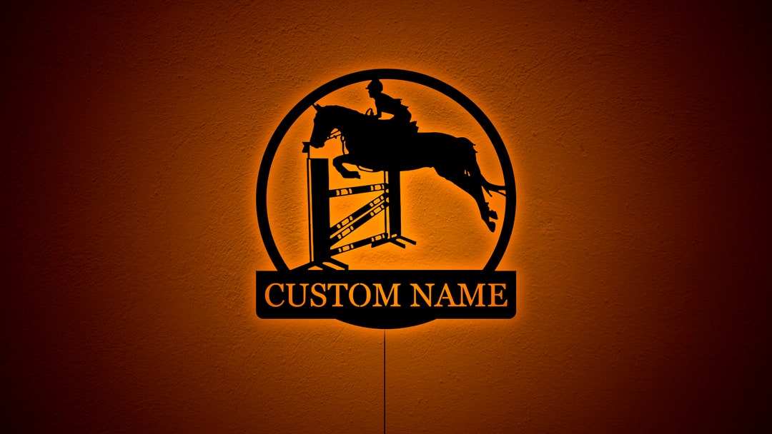 Custom Horse Jumping Wall Decor With Led Light Horse Jumping Etsy