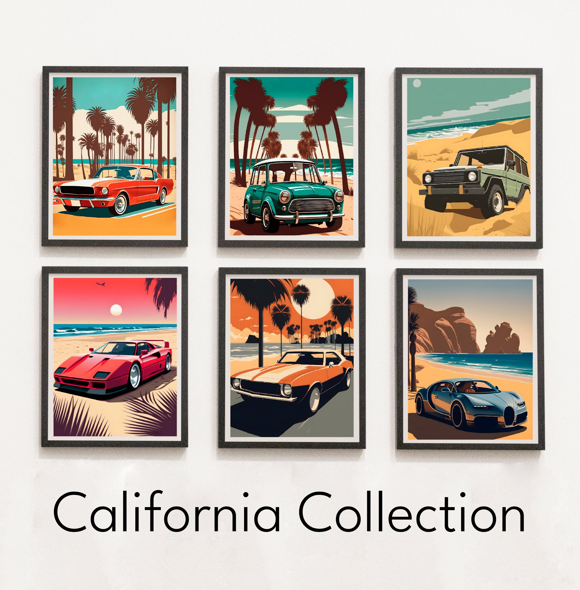 Ford Mustang at the Beach Poster Car Print Wall Print Etsy