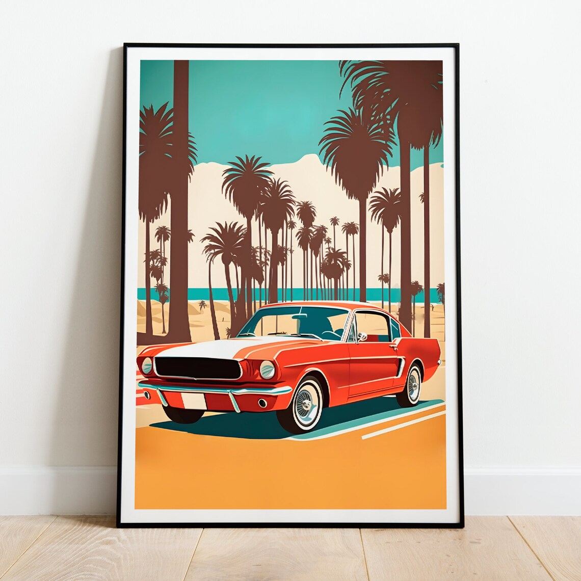 Ford Mustang at the Beach Poster Car Print Wall Print Etsy