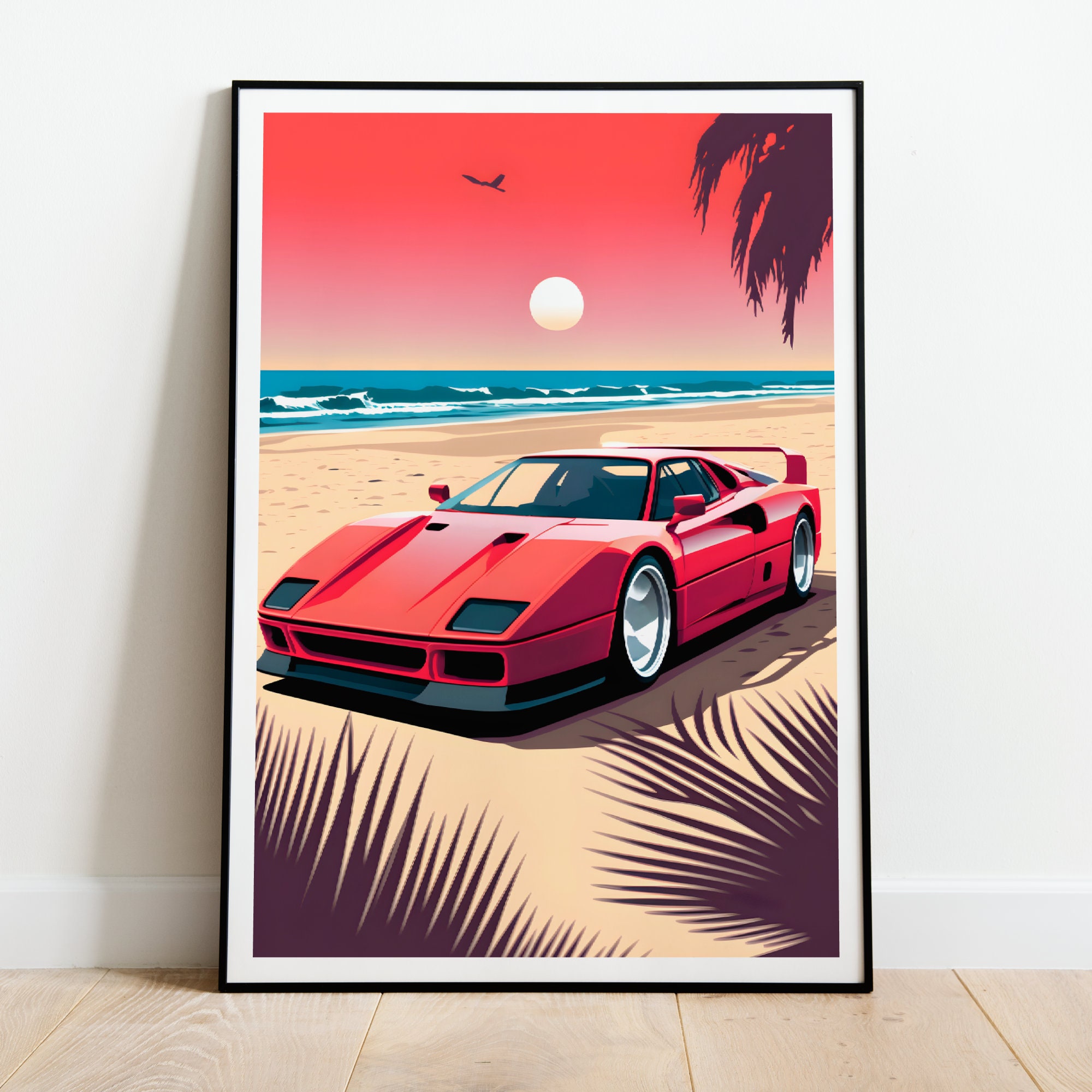Ferrari Poster, Ferrari F40 Poster, Car Posters, Ferrari F40. 50 x 70cm  (18 x 24). Car Posters for Boys. Wall Art for your son, F40 Poster