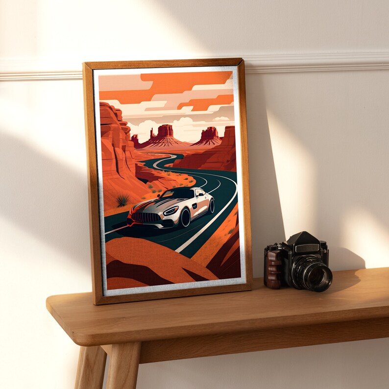 Mercedes AMG GT in the Canyon Poster Car Print Wall Print Fathers Day ...