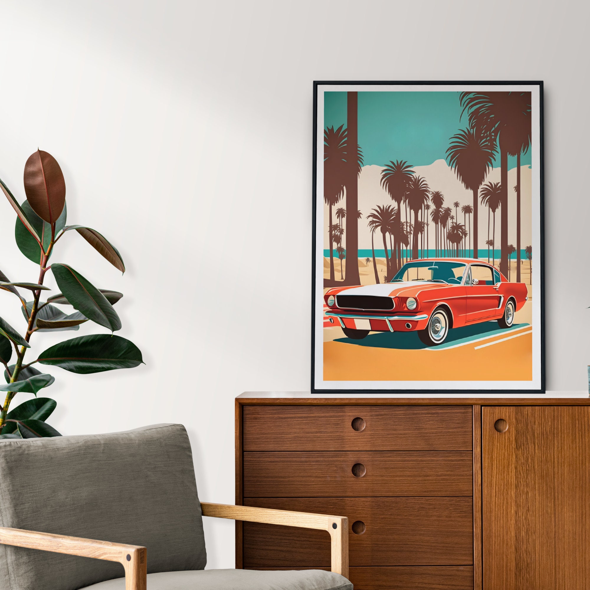 Ford Mustang at the Beach Poster Car Print Wall Print - Etsy