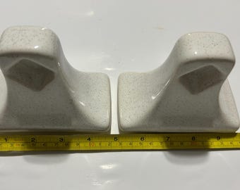 Vintage Ceramic Towel Bar Holders - Set of 2 - Bemis: Salt & Pepper Glossy NEW!