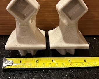 Vintage Ceramic Towel Bar Holders - Set of 2 - American Olean Beige Speckled Glossy NEW!