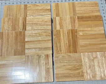 Solid Wood Parquet Floor Tiles: Natural Beech Rubberwood (6 Sq Ft)