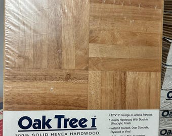 PARQUET 12x12 Chestnut! 10 Square Feet OakTree 6-finger Hevea Floor Tiles: (10) 12"x12"x1/4", CHESTNUT Color New!