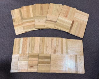 OAK PARQUET! 10 Sq Ft: 7-finger Hartco Solid OAK 12x12x5/16 floor tile tongue and groove Natural