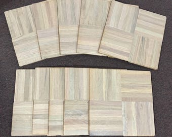 PARQUET 12x12 Oak: 10 Sq Ft! 7-finger OAK Parquet 12x12x5/16 floor tile tongue and groove. Savannah Alabaster Color
