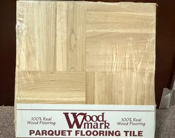 WHITE OAK PARQUET! 10 Sq Ft: 7-finger Solid oak 12x12x5/16 floor tile tongue and groove Natural
