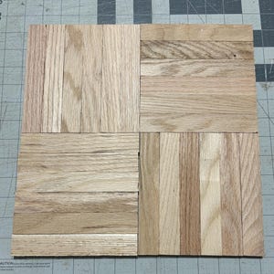 PARQUET FLOOR: 5 Square Feet 6-Finger Unfinished Oak Parquet Wood Floor Tiles - Red Oak Sheets 12&quot; x 12&quot; x 5/16&quot; (120 fingers)