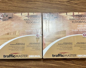 PARQUET FLOOR: 20 Sq Feet! 7-finger Parquet Solid Wood Floor Tiles (20) 12"x12"x5/16", Natural Color NEW! Traffic Master