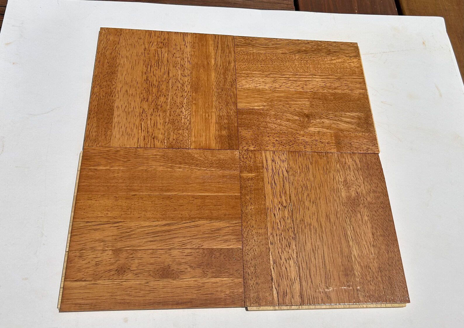 10 Square Feet 6finger Parquet Solid Hevea Wood Floor Tiles 12x12x1/4