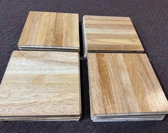 PARQUET FLOOR: 12 Pieces! 7-finger Parquet Solid Wood Floor Tiles (16) 6"x6"x5/16", NATURAL Color New! 3 Sq Ft Classic