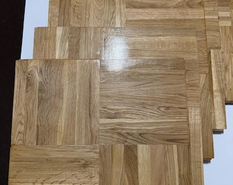 WHITE OAK PARQUET! 6 Sq Ft: 7-finger Solid oak 12x12x5/16 floor tile tongue and groove Natural
