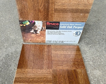¡10 pies cuadrados! Baldosa de piso Bruce OAK PARQUET de 7 dedos, 12x12x1/4, machihembrada: CHESTNUT Nuevo