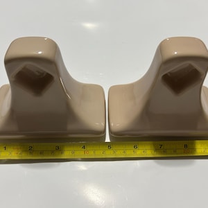 Vintage Ceramic Towel Bar Holders - Set of 2 - Bemis: Ligh Fawn Beige Glossy NEW!