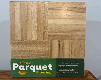 10 Sq Feet Parquet! 7-finger Classic Parquet Solid Hevea Wood Floor Tiles: (10) 12"x12"x5/16", NATURAL Color NEW!