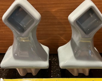 Vintage Ceramic Towel Bar Holders - Set of 2 - American Olean Light Gray Glossy NEW!