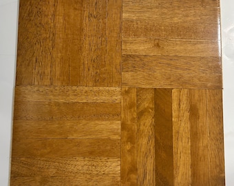 Solid Hevea Wood Parquet Floor Tiles: Chestnut 12"x12" (10 Sq Ft)