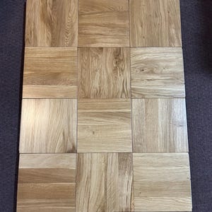 Parquet: (12) 9"x9"x3/4" Solid OAK 4-Finger Parquet Tile, Tongue and Groove NEW!