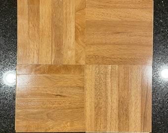 6 Square Feet! 6-finger Parquet Solid Hevea Wood Floor Tiles: 12"x12"x1/4", Chestnut Color NEW! 6 Sq Ft