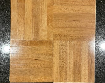 6pcs! 6-finger Parquet Solid Hevea Wood Floor Tiles: 12"x12"x1/4", Chestnut Color NEW! 6 Sq Ft