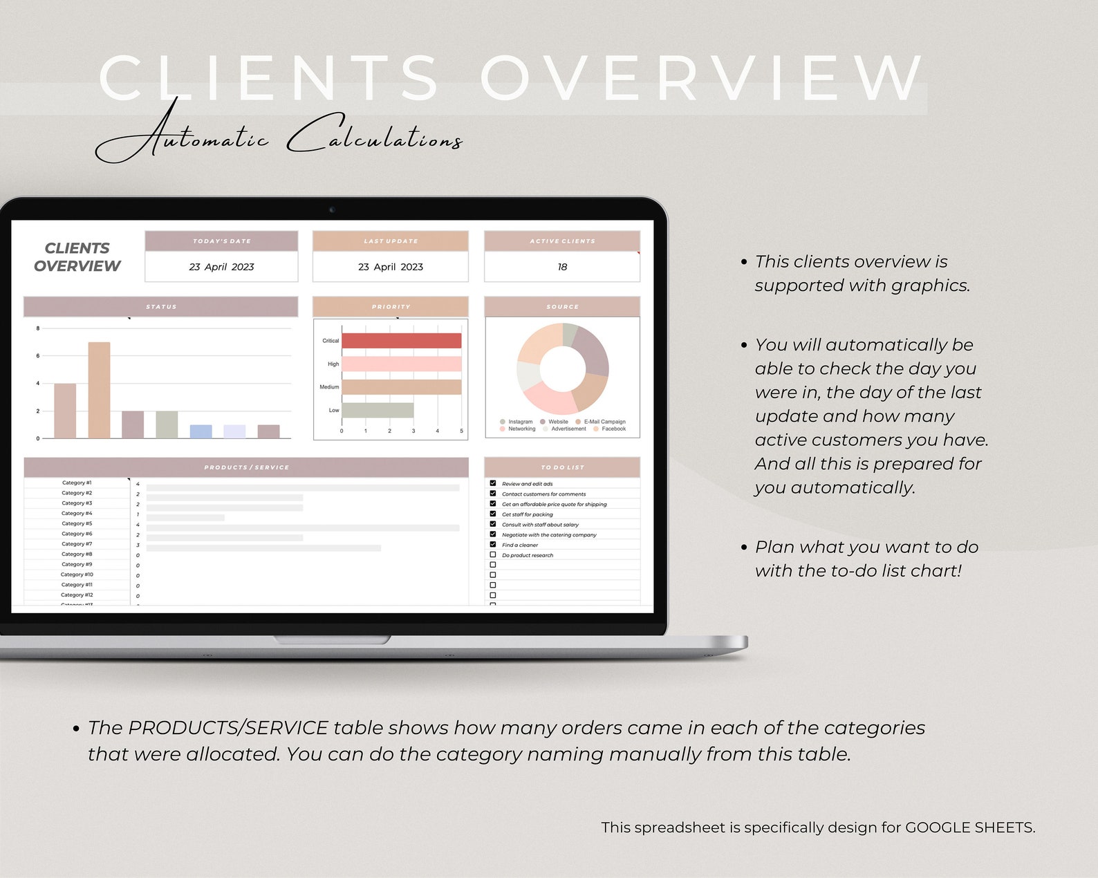 Client Tracker Spreadsheet for Google Sheets Small Business - Etsy
