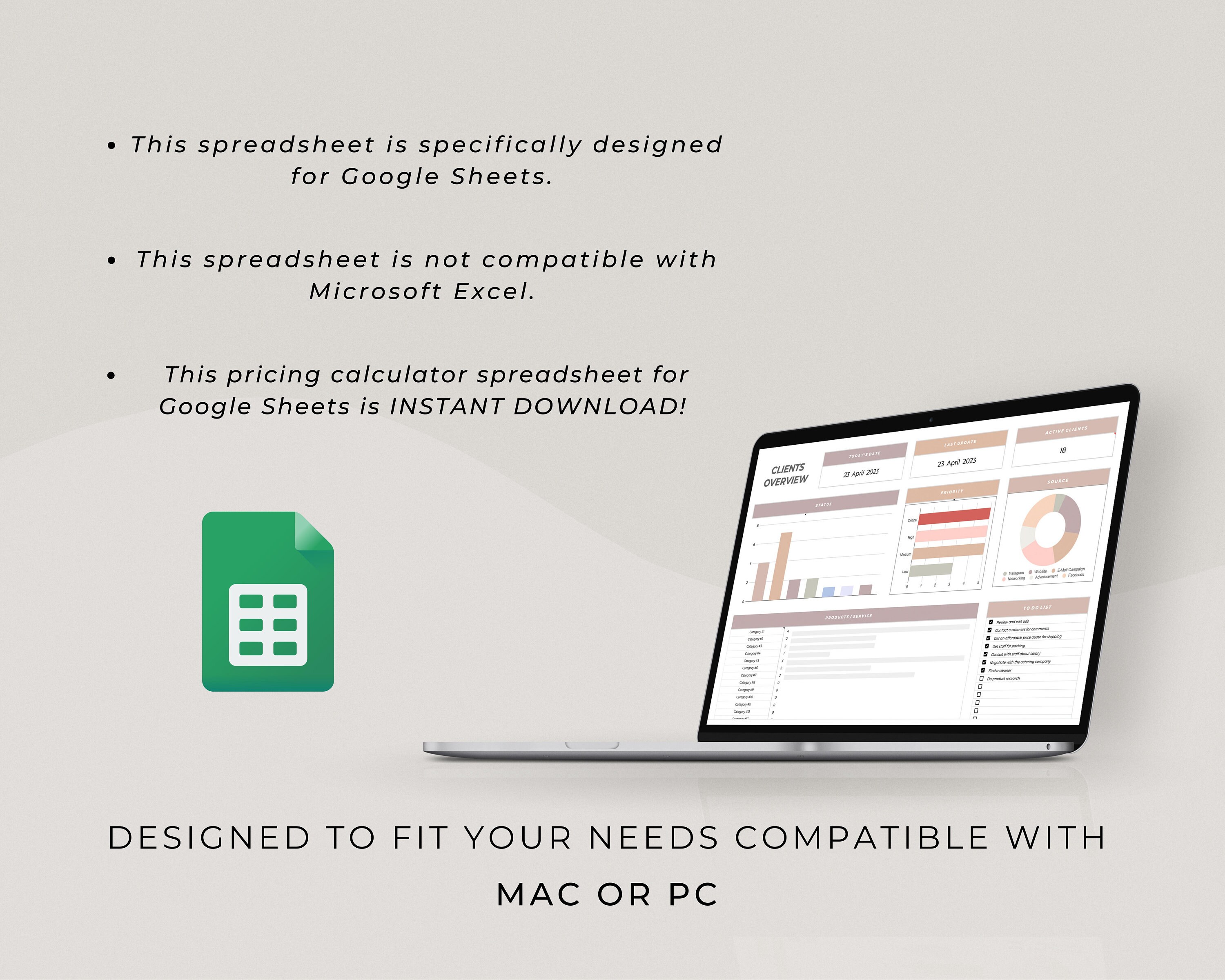 Client Tracker Spreadsheet for Google Sheets Small Business - Etsy