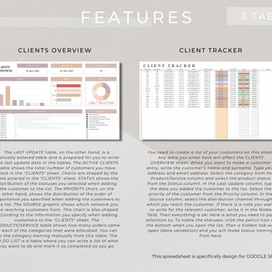 Client Tracker Spreadsheet for Google Sheets Small Business - Etsy