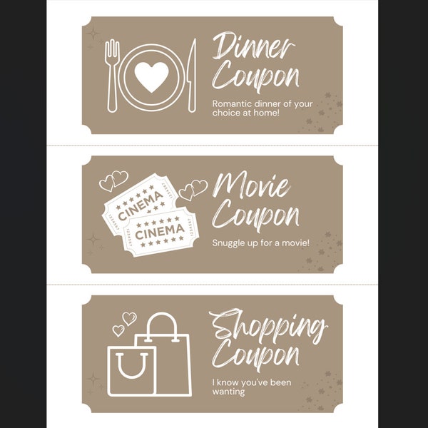 Printable Customizable Coupon Book for Valentine's Day, Anniversary Gift for Husband, Wife, Girlfriend, Boyfriend, Gift Certificate Coupons