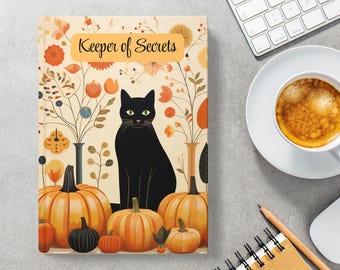 Autumn Cat Hardcover Journal: Spooky Halloween Keeper of Secrets Diary