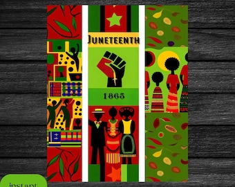 Vibrant Juneteenth Celebration Poster Prints, African Heritage, Symbol of Freedom, Equality, Cultural Decor, Instant Download in 5 Sizes