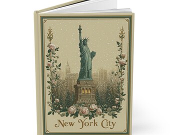 Statue of Liberty New York City Journal with Vintage Floral Winter Art