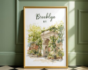 Póster satinado de Prospect Park, Brooklyn, NY, arte mural de Brooklyn, elegante decoración de pared con arco botánico, 5 tamaños